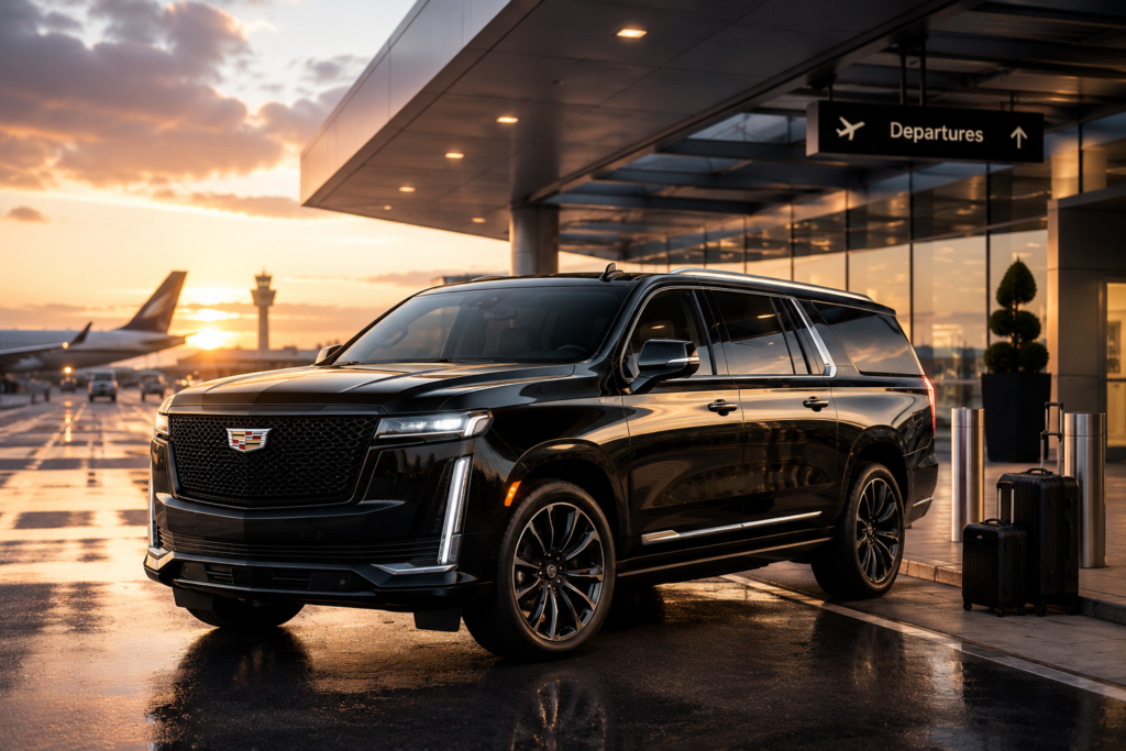 Cadillac escalade at a New England airport