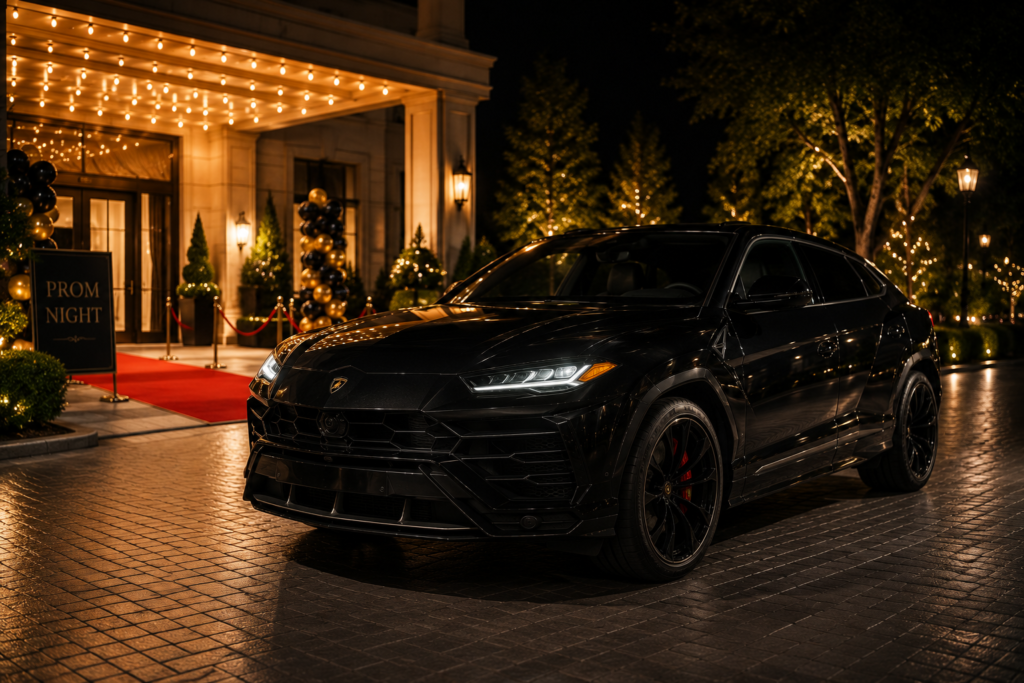 Lamborghini Urus at prom for chauffeur service